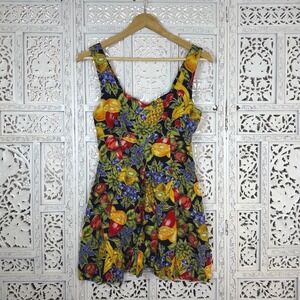 Vtg All That Jazz Fruit Theme Pattern Romper Sz S/M Retro Whimsigoth Indie